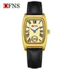 Ofns Comercio Exterior Wholesale Reloj de Mujer Forma de Barril Dos Manecillas Medio Cuarzo Resistente al Agua Números Romanos Reloj de Mujer Retro