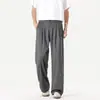 Pantalones casuales de modal con tacto frío, estilo de verano fino, nuevo modelo 2026, pantalones largos holgados de pierna recta estilo 'old money' para hombre, con caída