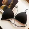 Botón Delantero Hermosa Espalda Triángulo Sexy Sujetador de Maternidad para Mujeres Sin Aros, Sin Marcas, Delgado, Transpirable, Hombros Descubiertos, Tirante Delgado Sujetador para Chicas