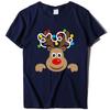 Camisetas navideñas de manga corta con cuello redondo para mujer, holgadas y con ciervos navideños, disponibles en Amazon.