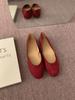 Sapatos Mary Jane Slip-on de camurça rasa, bico redondo, cor de doce, feminino, sem salto, sola macia, estilo noturno