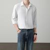 Camisa Negra Simple de Alta Gama de Seda de Hielo para Hombre Verano Delgada Ajustada Sin Planchar Resistente a las Arrugas Camisa Casual de Negocios Ligera