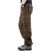 Calça Cargo de Cor Sólida Masculina com Múltiplos Bolsos Calça Esportiva Outono e Inverno 2025 Nova Calça de Trabalho Versátil Solta Casual