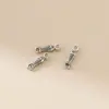 Pulsera de plata de ley 925 plata tailandesa envejecida pez pequeño de doble agujero hecha a mano DIY vintage producto semiacabado accesorio para ensartar y ensartar cuentas S1058
