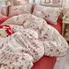 Juego de ropa de cama de cuatro piezas de algodón lavado grado A, nuevo estilo 2026, funda de edredón, sábana plana y sábana ajustable, adecuado para dormitorios de estudiantes, juego de tres piezas, talla 4