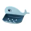 Jabonera con forma de ballena para uso doméstico, estante para artículos de tocador de pared sin taladro, jabonera de baño con estante de doble capa para drenaje