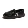 Zapatos de Cuero Pequeños Estilo Británico Otoño Nuevo Estilo Infantil Mocasines Slip-on para Niñas Zapatos con Costuras Retro Escarchados para Niños Modernos