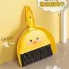 Mini Vassoura e Pá Conjunto para Aluno do Ensino Fundamental Limpeza de Mesa Escova Mini Vassoura Pequena Infantil Pato Amarelo Pequeno Pá Espessa