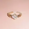 Anéis Empilháveis Flor de Diamante Brilhante Estilo Americano de Luxo para Meninas, Tendência no TikTok, Mesmo Estilo de Zzzita, Anel Flor Corajosa