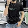 Camiseta de Manga Corta para Hombre Lan Shengyi Simple Moda Estampada con Letras Top de Media Manga Ajustada Versátil Camiseta Blanca de Cuello Redondo para Hombre