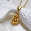 Novo Colar de Titânio Estilo Chinês de Sorte e Prosperidade com Cabacinha Giratória para Mulheres, Design de Nicho, Moda de Luxo Leve, Corrente para Clavícula de Cabacinha, Não Desbota