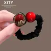 Diadema de Pelo de Gama Alta 2026 Modelo Nuevo Scrunchie Rojo Diadema para el Cabello para Mujeres Peinado de Moño Elástico para el Cabello para el Año de Nacimiento Accesorio para el Cabello