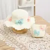 Sombrero de paja de princesa a prueba de sol para niña pequeña de verano, sombrero de pescador a prueba de sol para bebé niña de verano, bolsa para niños padre-hijo