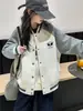 Chaqueta de béisbol para niñas, estilo primavera y otoño, nuevo modelo 2026, con bloques de color y bordado de letras, chaqueta casual estilo coreano para niños mayores