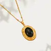 Accesorios Transfronterizos de Acero Inoxidable Otoño e Invierno Collar Acero de Titanio para Mujer Colgante de Turquesa Oro de 18K Retro Joyería de Alta Gama