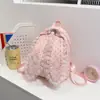 Mochila de renda de bolinhas estilo menina doce coreana, nova mochila de viagem estilosa e de alta aparência com design de coelho de orelhas longas