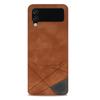 Costura simples adequada para Samsung Z FLIP4 capa de couro dobrável para cartão Z FLIP3 sensação de pele padrão de bezerro cor de contraste da moda