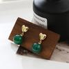 Aretes de Ágata Verde en Forma de Corazón para Mujer, Elegantes y Modernos, Aretes Versátiles, Aretes de Lujo Ligero de Gama Alta