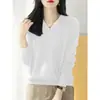 2026 Novo Outono/Inverno Gola V Design Solto Emagrecedor Manga Longa Quente Malha Camada Base Top