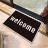 Alfombra de entrada con anillo de seda para entrada, alfombra para frotar el barro de entrada exterior, alfombra para pies blanca y negra, alfombra de lujo ligero con texto resistente a las manchas