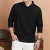 Camisa Polo de hombre de color liso con cuello en V, nueva para otoño e invierno, estilo 'old money', negocios casual, cuello camisero, manga larga, venta al por mayor desde la fuente
