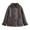 Invierno 2025 Nuevo Transfronterizo Europeo y Americano para Mujer Casual Reversible Piel Integrada Solapa Chaqueta W09 70037