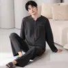 Pijama de hombre 2026 nuevo otoño algodón elástico manga larga talla grande conjunto de ropa para el hogar