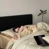 Lujoso juego de cuatro piezas de algodón de fibra larga 100S de alto número de hilos, funda de edredón de satén jacquard sedoso de algodón puro, sábana bajera y sábana de cama