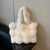 Otoño 2026 Nueva Moda Bolso de Hombro Único de Felpa Color Sólido Bolso de Moda Popular para Mujer Bolso de Mano Estilo Coreano Simple con Personalidad