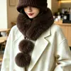 Novo estilo de inverno cachecol felpudo aconchegante e relaxado para mulheres, aquecedor de pescoço de pele sintética quente, versão coreana cachecol de pescoço de pelúcia versátil