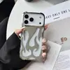 Adecuado para Apple 18Promax Funda para Teléfono Móvil con Patrón de Llama Hueca Galvanizada Iphone16 Disipación de Calor y Transpirable 14 Funda Protectora