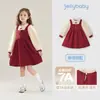 Vestido de Princesa para Meninas, Vestido de Outono com Gola de Renda Francesa Infantil, Falso Duas Peças Vestido Quente Vermelho para Bebê