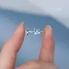 Anillo de Zircón Estrella Azul Mar para Mujer Plata de Ley S925 Estilo Coreano Lujo Ligero Anillo de Dedo de Alta Gama Combinable Anillo de Dedo Abierto