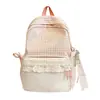 Mochila de cuadros dulce estilo coreano ins para estudiantes de secundaria y preparatoria, mochila ligera de gran capacidad con ribete de encaje