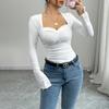 Estilo Mais Vendido Outono e Inverno Transfronteiriço Tk: Camiseta Madura e Intelectual com um Toque Fashion e de Alto Padrão, Blusa de Manga Longa Slim Fit