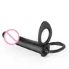 Anillo de Acupresión Doble Anillo de Bloqueo Retardado y Persistente para Parejas Choque Llevando Posterior Tapón Anal Bala Vibratoria Pene de Emulación de Silicona