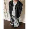 Estilo Old Money, suéter cardigã retrô cor de café para homens, outono/inverno, estilo casual americano, modelagem solta, suéter de tricô com gola alta parcial, peça de outer