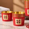 Copos de papel atacado para casamentos, copos de papel descartáveis, papel kraft espesso, copos de celebração "Minha família tem alegria" anti-queimadura, especiais para cerimônia de chá e para receber convidados
