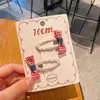 Nuevo Pinza para el Cabello de Mezclilla Rosa con Lunares y Lazo Dulce para Niños, Pinza Bb de Tela con Forma de Corazón para la Frente y el Lado Accesorios para el Cabello