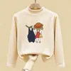 Roupa de baixo infantil com forro de fleece para outono e inverno 2026, novo estilo, blusa infantil de gola alta curta, camiseta de manga comprida para usar em camadas no outono e inverno