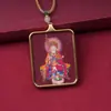 Colgante thangka de cinabrio, caja Gahu de aleación, amuleto portátil, colgante de collar de estatua de Buda Dios de la Riqueza Zhao Gongming para hombres y mujeres
