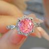 Entrada de moda Luxo Octogonal Rose Cut Powder Diamond Ring Niche Design Simples All-match High Carbon Diamond Yellow Zircon Ring para mulheres