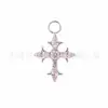 Arete de Titanio Anillo Colgante Joyería para Piercing Aleación de Titanio F136 Colgante de Cruz con Circonita Accesorios DIY