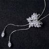 Cadena Larga Morada para Suéter para Mujer, Cadena de Hueso de Serpiente de Moda Ol con Colgante en Forma de Lágrima, Accesorio de Collar de Alta Gama