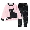 Ropa de casa de dos piezas para niños, primavera y otoño, estilo europeo y americano, para niños, con estampado de dinosaurios, manga larga, camiseta y pantalones, traje para niños, Ins
