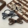 Nuevo Estilo Estilo Chanel Lazo Tejido Cuerda para el Cabello Elegante Combinable Cola de Caballo Diadema Banda de Goma de Alta Elasticidad Duradera Cubierta de Cuero