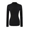 Suéter liso para mujer, nueva colección otoño/invierno 2026, top de punto elegante y moderno de manga larga con cuello medio alto, perfecto como capa interior