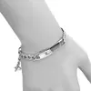 Pulseira de Aço Inoxidável Europeia e Americana de Venda Quente, Simples, Não Desbota, Titânio de Alta Qualidade com Gravação, Joias DIY para Atacado