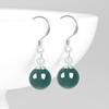 Pendientes de plata S925 de alta calidad con incrustaciones de jade natural A, cuentas redondas de agua azul, pendientes de moda para mujer con piedra de jade de hielo