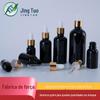 Frasco de óleo essencial preto 30ml cabeça de borracha essência solução de estoque mistura frasco conta-gotas embalagem de cosméticos sub-engarrafamento de vidro